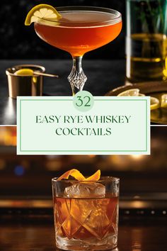 Discover 32 easy and delicious rye whiskey cocktails to make at home. Each cocktail features unique flavors, from the zesty Scofflaw with its refreshing lemon and sweet grenadine, to the classic Manhattan and Sazerac. Liven up your next gathering with recipes that mix bitter, sweet, and sour elements for a true taste sensation. Whether you're craving a smooth Old Fashioned or a spicy Home On The Range, these rye whiskey drinks come together in no time, perfect for impressing your guests or relaxing on your own. Manhattan Cocktail Recipe, Black Manhattan, Cocktails To Make At Home, Cocktail Recipes Whiskey, Whiskey Recipes