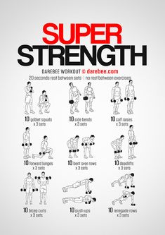 a poster with instructions on how to do the super strength exercises for men and women