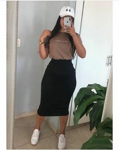 Pencil Skirt Outfit Black Women, Skirt And Sneakers Outfit Work, Shear Shirt Outfits, Work Outfits With Sneakers Summer, Jean Dress With Sneakers, Modest Casual Outfits Summer, Skirt And Sneakers Outfit Casual, Skirts And Sneakers Outfit, Maxi Pencil Skirt Outfit