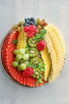 a plate filled with different types of fruit