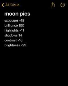 the moon pics app is displayed on an iphone screen, and it's lit up