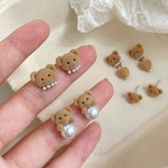 INS Simple Cute Bear Earrings KPOP Alloy Drop Earrings Trendy Jewelry Fashion Women's Earrings Earrings Trendy, Pearl Design, Teddy Bear Plush, Cute Bear, Coffee Colour, Trendy Jewelry, Cute Bears