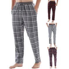 Men's Pyjama Bottoms Pack of 2 or 4 Woven Breathable Cotton Grey Red Expertly crafted for ultimate comfort and breathability, these Men's woven 100% cotton men's pyjama bottoms pack of 2 or 4 feature a classic Grey, Red, and Blue color scheme. The set includes either 2 or 4 sets of pure cotton pyjamas for men pants in a stylish red and grey check design, made from 100% Cotton flannel at a lightweight 160gsm. The men's pyjama bottoms also feature a ribbed/elastic waist with drawstrings for added comfort, and two practical side pockets. Immerse yourself in the sumptuousness of our premium men's pyjama bottoms as their gentle caress soothes your senses each night. With their elegant design and impeccable craftsmanship, these garments will impress even the most discerning individuals. Experien Pyjamas For Men, Mens Pyjama Bottoms, Cotton Loungewear, Mens Lounge Pants, Comfy Pjs, Mens Pajamas Set, Flannel Pants, Check Design, Pyjama Bottoms