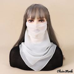 OliviaMark - Nuevo color sólido máscara toalla parasol transpirable cuello protector bufanda velo bufanda Veil Mask, Veil Scarf, Scarf Veil, Color Mask, Scarf Mask, Silk Mask, Mascara Facial, Details Pictures, Word Wrap