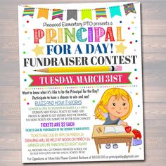 Principal For The Day, Principal For A Day, Fundraiser Ideas School, Pta Organization, School Fundraising Events, Pta Events