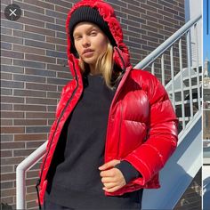 Purchased This Past Winter (‘22)- Paid $225 On Aritizia Website. Never Actually Worn But Taken With Me On A Trip As A Backup Option Thus Why Tags Removed. Color Is Red With The Iconic “Lacquer” Finish Very Moncler In Design. Deserves A Loving Home! Color & Finish Sold Out On Aritzia Website Now. Red Puffer Jacket With Detachable Hood, Casual Fitted Red Puffer Jacket, Red Hooded Down Puffer Jacket, Sporty Red Hooded Puffer Jacket, Red Winter Puffer Jacket With Detachable Hood, Red Sporty Puffer Jacket For Winter, Red Long Sleeve Puffer Jacket With Padded Collar, Casual Red Down Puffer Jacket, Red Puffer Outerwear For Streetwear