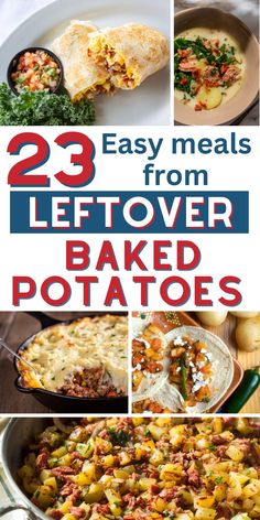 the cover of 23 easy meals from leftover baked potatoes, including meats and vegetables