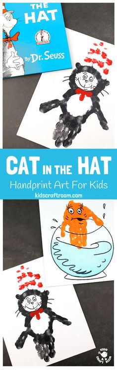 cat in the hat handprint art for kids