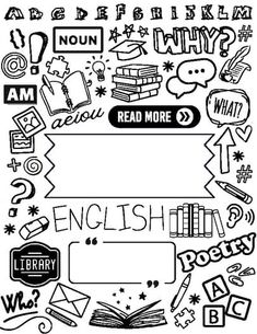 the back cover of an adult coloring book with words and symbols in black and white