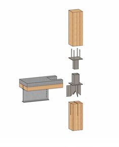 three different types of wood and metal parts are shown in this diagram, including the top part