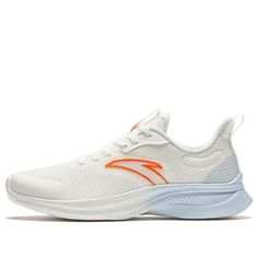 (WMNS) ANTA Running Shoes 'White Orange' 922335501-4 Cream Breathable Running Shoes For Jogging, Breathable Cream Running Shoes For Jogging, White Slip-on Walking Shoes For Spring, White Breathable Low-top Running Shoes, White Breathable Running Shoes With Round Toe, White Breathable Low-top Walking Shoes, White Low-top Breathable Walking Shoes, Off White Low-top Sneakers For Sports, Comfortable White Lace-up Running Shoes