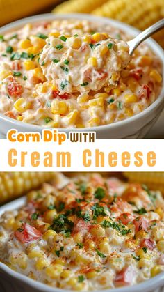 Corn Dip with Cream Cheese Corn And Bacon Dip, Corn Party Dip, Lunch With Cream Cheese, Tortilla Chip Dips Easy, Corn Jalapeno Dip Cream Cheese, Cream Cheese Corn Dip Cold, Cream Cheese Sausage Dip Crock Pots, Zannies Black Eyed Pea Dip, Dip With Rotel And Cream Cheese