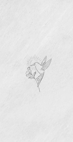 a drawing of a bird with a flower in it's beak