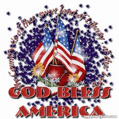 an american flag with the words god - biss america written in red, white and blue