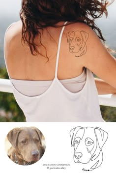 the back of a woman's shoulder with a drawing of a dog on it