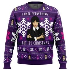 Christmas Wednesday Adams Family Ugly Christmas Sweater Perfect And Unique Gifts For Adults Kids On Christmas Christmas Wednesday, Wednesday Adams, I Hate Everything, Adams Family, Christmas Sweater Men, Before Midnight, Sweater Gift, Addams Family, Wednesday Addams