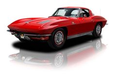 a red classic car is shown on a white background with reflective reflectors and reflections