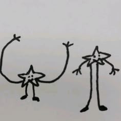 an artistic drawing of two people holding hands and one has a star on his head