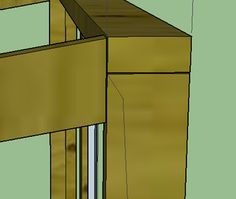 a drawing of a wooden cabinet with glass doors on the front and side, in perspective