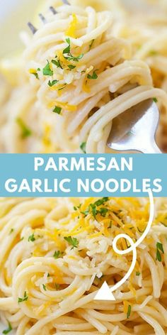 this is an image of parmesan garlic noodles