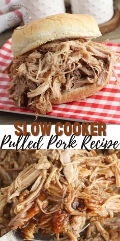 slow cooker pulled pork recipe on a plate