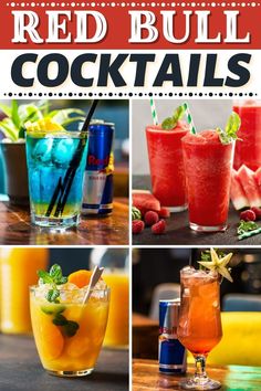 red bull cocktails collage with text overlay