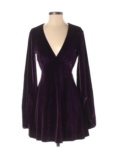 Cocktail Dress Purple, Purple Cocktail Dress, Formal Dresses With Sleeves, Purple Dresses, Purple Outfits, Long Sleeve Short Dress, Dress Purple, Small Dress, Solid Dress