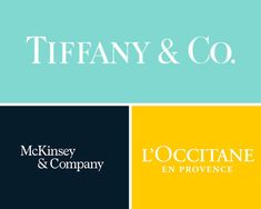 the logo for tiffany & co, which is located in new york city and has three different colors