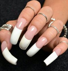 Long Curved Nails, Long French Tip Nails, Fluent French, Long French Nails, Long Toenails, French Acrylic Nails, Super Nails