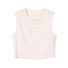 5ft 6''(168cm) tall, 100 lbs(45kg) weight and wearing a size M - Heart - Sleeveless (tank top)- Crop style- 2 colors Fitted Sleeveless Cotton T-shirt, Fitted Sleeveless T-shirt For Workout, White Stretch Crew Neck Tank Top, White Sleeveless Sporty Crop Top, Casual Fitted Sleeveless Tops, Fitted Sleeveless Casual Top, White Cotton Scoop Neck Vest, Stretch Summer Tops With Heart Print, Fitted Summer Top With Heart Print