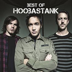 three men standing next to each other with the words hoobastank on them