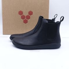 VivoBarefoot Women's Geo Chelsea Barefoot Leather Boots Obsidian 201057-01 - New in box, box is damaged. We only sell 100% genuine products, sourced from major retailers. Please let us know if you have any questions. Return policy: Returns accepted within 30 days of delivery. Returned item should be in the same exact condition as listed during sale. Original box (if applicable), packaging and all accessories should be included when returning the item. Once inspected, full refund (excluding shipping both ways unless item is not as described) will be issued. Barefoot Chelsea Boots, Barefoot Boots, Sustainable Style, Barefoot Shoes, Fall Fashion, Sustainable Fashion, Leather Boots, Chelsea Boots, Return Policy