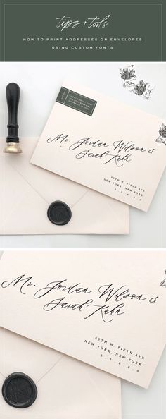 two envelopes with stamps and ink on them