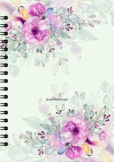 a spiral notebook with watercolor flowers on it