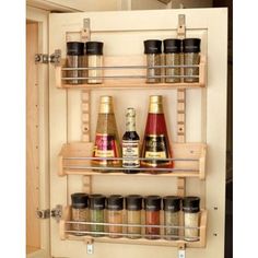 spice rack with spices and seasonings in it