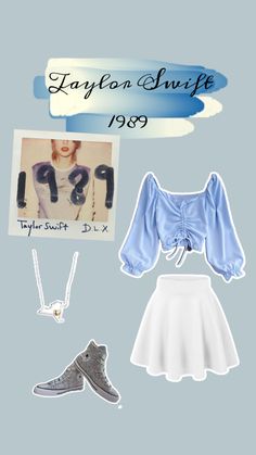 an image of a woman's outfit and shoes with the caption taylor & swifte 1989