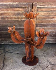 Small Sahuaro Metal Rust 2 Arms Metal Cactus, Gourd Ideas, Metal Welding Art, Metal Sculptures Garden, Making Plant Pots, Sculpture Decor, Welding Art Projects, Metal Yard Art, Metal Welding