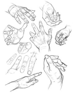 several hands are shown in this drawing