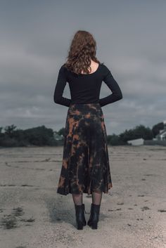 This tulip shaped midi skirt is made with 12 panels and a wide high waisted waist band. It has beautiful flow and movement and feels super soft and comfortable. Part of our tie-dye collection, it is a great piece for all seasons but especially for fall as it will give you serious witchy vibes. Made with our super soft buttery bamboo stretch jersey. Palazzo Style, Slow Fashion Brands, Witchy Vibes, Waist Band, Slow Fashion, Cotton Spandex, All Seasons, Fashion Brand, Midi Skirt