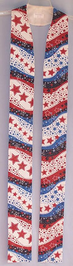 Red, White and Blue Clergy Stole, Glittered Patriotic Has Imbedded Sparkle Stars, Clergy Stoles, Unusual Design, Stars And Stripes, Red White And Blue, Red White, Red And White, Stripes