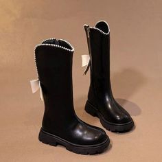 Elegant Knee High Boots - Momorii Long Leather Boots, Boots For Girls, Family Event, Winter Party, Long Boots