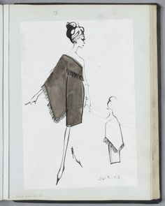 a drawing of a woman's dress and jacket from the fall 1950 fashion book