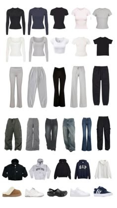 Girly College Outfits, Outfit Silhouettes, Dorm Wardrobe, Basic Clothes Essentials, Timeless Wardrobe Essentials, 4s Outfit, Closet Basics, Modest Casual, Essential Clothing