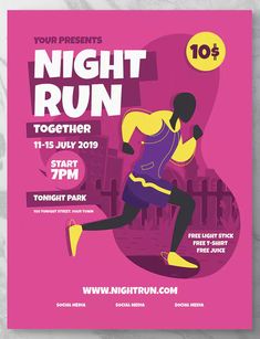 a flyer for a night run event