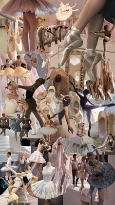 a collage of ballerinas and ballet shoes