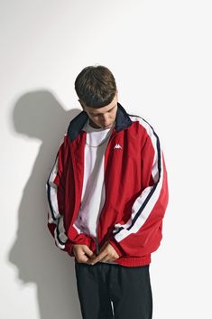 90s KAPPA vintage windbreaker mens red Windbreaker Outfit Men 90s, Red Windbreaker Outfit, Red Adidas Jacket Outfit, Vintage Windbreaker Outfit, Windbreaker Outfit Men, Adidas Jacket Outfit, Red Adidas Jacket, Running Outfit Men