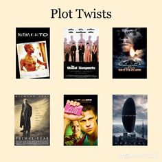 some movies are shown with the words plot twists