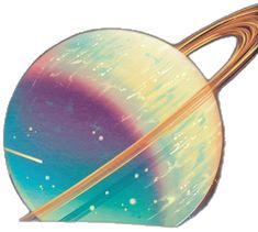 an image of the planet saturn as it appears to be painted in pastel colors