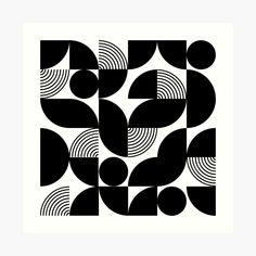 an abstract black and white pattern with circles on the side metal print wall art decor