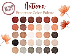 the autumn color palette is shown with different shades